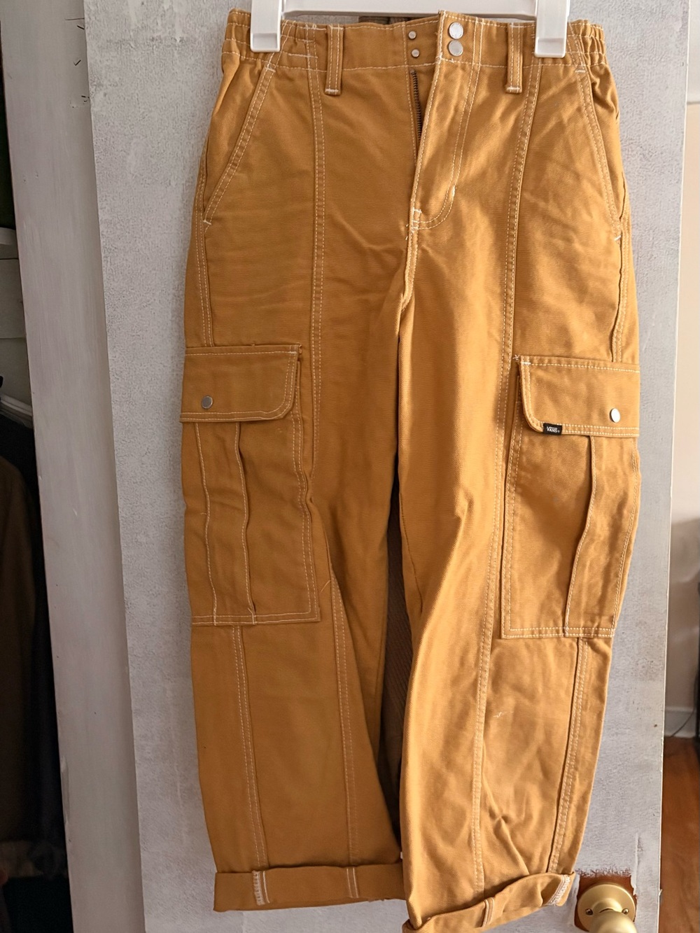 Vans Women's Cargo Pants in Mustard Brown